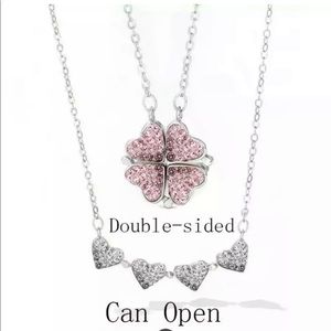Clover heart split necklace double sided